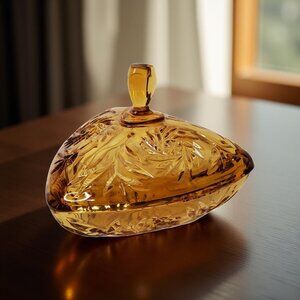 Vintage Hazel Atlas Gold Pinwheel Patterned Candy Dish
